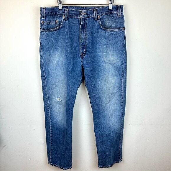 Levi’s 505 Distressed VTG Made in USA Y2K Straight Blue Jeans Men’s 38 x 32 Read - Picture 1 of 11